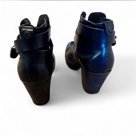 Rag & Bone Black Leather Moto Ankle Boots Size 6 EU 36 Handmade in Italy - Picture 8 of 15